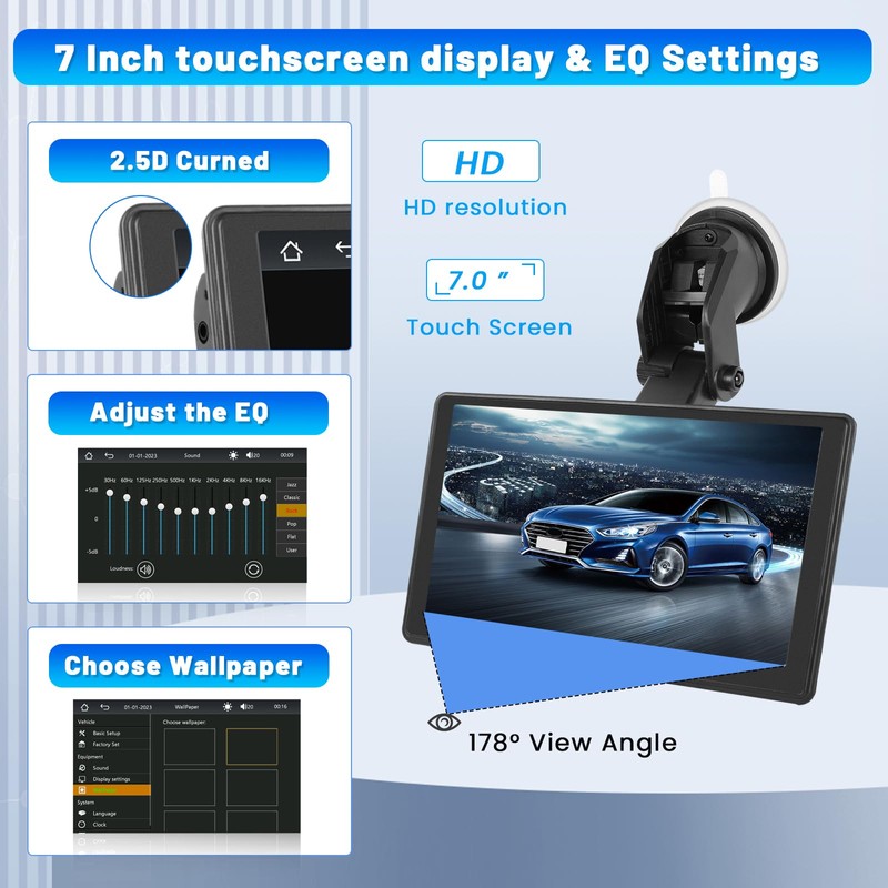 Wireless Apple CarPlay & Wireless Android Auto Portable Car Stereo