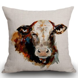Smooffly Cow Cushion Cover Outdoor Furniture Decorative Linen Square Double Sided Printing Pillow Cover for Home Office Sofa Couch Car Garden 45 x 45cm 18 x 18 inches
