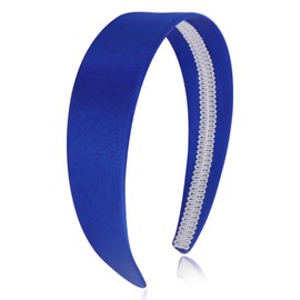 Wecoe Royal Blue Headband 1.6 Inch Wide Silk Satin Headband Women Non Slip Fashion Plain Head Band Solid Hair Band DIY Holiday Hair Accessories for Women Girls Diademas Para Mujer Gifts
