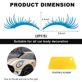 KVAEY 2 PCS Car Headlight Eyelash Stickers, Cute Fake Eyelashes Decal for Bumper Auto Body Window, Waterproof Reflective PET Charming Eyelash Sticker Funny Decor for Car SUV Truck (Blue)