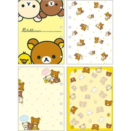 San-X Rilakkuma 6-Hole Sealing Notebook, Sticker Collection, Refill, Compatible with 6-Ring Binders