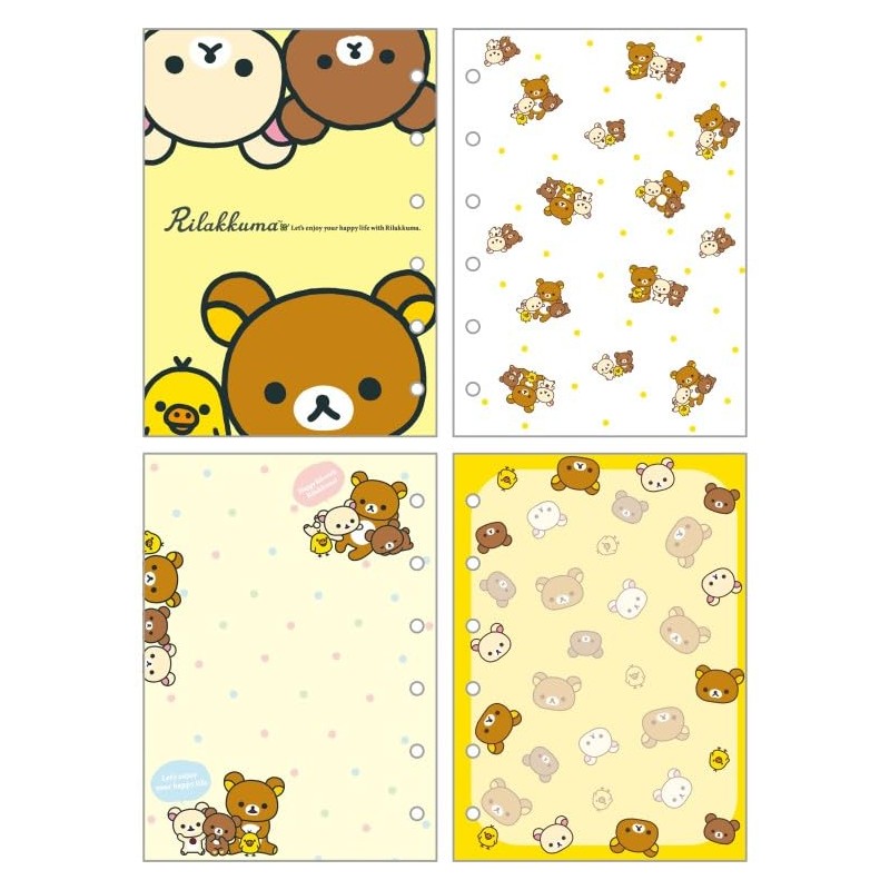 San-X Rilakkuma 6-Hole Sealing Notebook, Sticker Collection, Refill, Compatible with