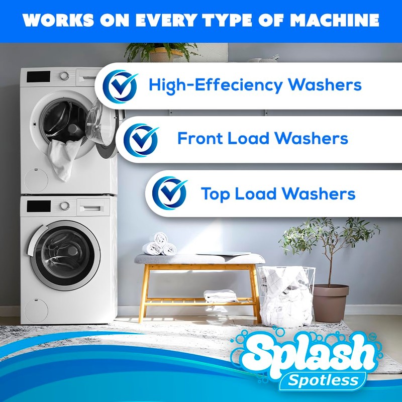 Splash Spotless Washing Machine Cleaner for HE Front Load &