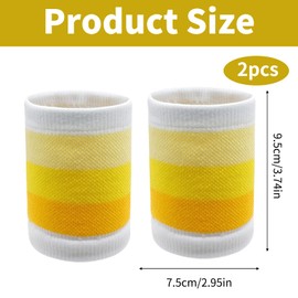 Sweatbands Pack of 2 Sports Wristbands Sweatband Wrist Fitness Sweatband Arm Absorbent Sweatbands Wrist for Men Women Football Basketball Gym (Gradient Yellow)