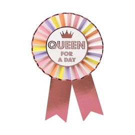 Talking Tables Happy Birthday Rosette Luxe Gold Queen Badge Reusable Accessories s Day Mum Women Girls Sister, Mother Children Party Supplies Milestone 10 cm Diameter