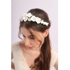 BERYUAN Wedding Flower Pearls Hair Tiara Silver Pearls Flower Headband