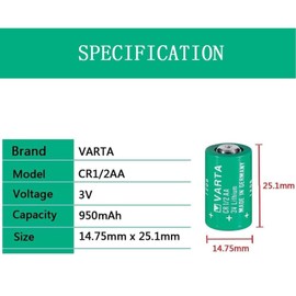 ﹙▷ 10 Pcs ◁﹚CR1/2AA 3V Lithium Battery for Varta CR1/2AA Battery for Suunto Favor & Companion, 950mAh