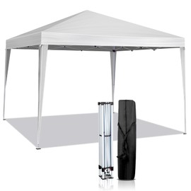 VINGLI 10x10 Pop Up Canopy Tent, Outdoor Tent Canopy Foldable Portable Canopies for Camping, Patio, Parties, EZ Up Gazebo Canopy with Carry Bag (White)