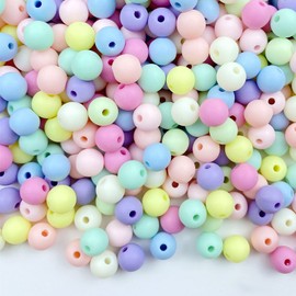 Jmassyang 800 Pieces 8mm Candy Color Acrylic Round Frosted Beads Assorted Candy Color Mix Plastic Pastel Matte Loose Spacer Mixed for Jewelry Making Bracelets Necklaces DIY Crafts (8mm-800pcs)
