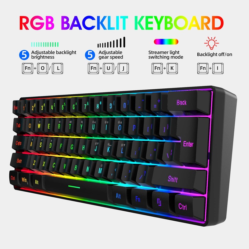 DGG 60% Gaming Keyboard and Mouse Combo, Small Keyboard and