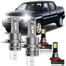 HUOKEDS for Honda Ridgeline 2006-2014 Fog Lights Bulbs Combo, 4pcs Super Bright White Dual Beam and Fog Lights Blubs Package, 1:1 Size as Stock Bulbs, Plug and Play
