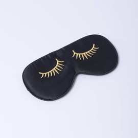 Tim & Tina Silk Sleep Mask for Women Men Comfortable Blindfold Eye Mask with Adjustable Strap for Travel Yoga Nap Shift Work (Black (Long Eyelashes))