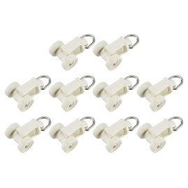 METALLIXITY Curtain Track Rollers (10mm/0.39") 50Pcs, Plastic Twin Wheeled Carriers Drapery Rail Sliding Glider - for Home Window Curtain Tracks