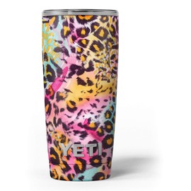 Design Skinz Rainbow Leopard Sherbert - Skin Decal Vinyl Wrap Kit Compatible with The Yeti Rambler Cooler Tumbler Cups
