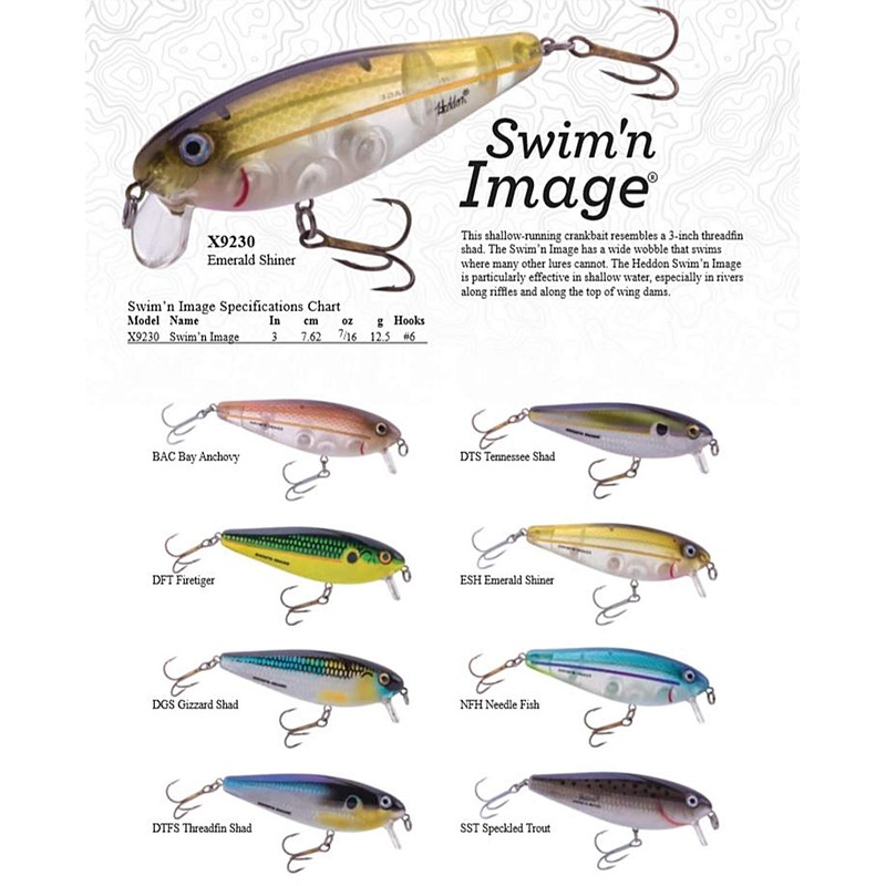 Heddon Swim'N Image Shallow-Running Crankbait Fishing Lure, 3 Inch, 7/16