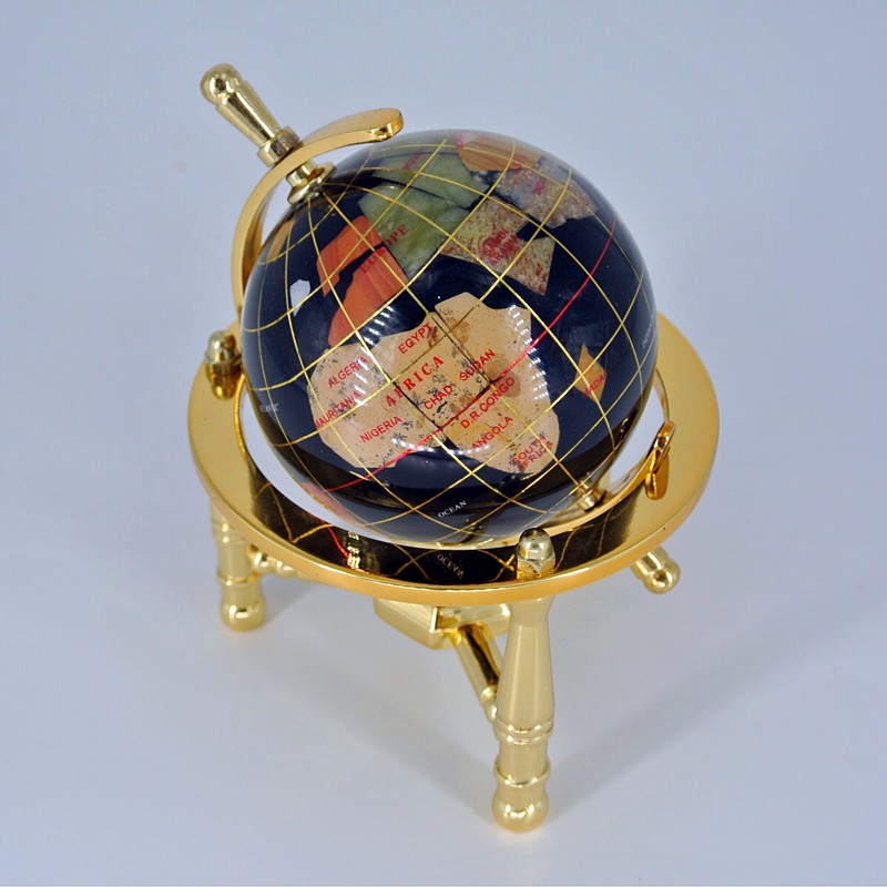 Unique Art 80-GT-BLACK-GOLD 6-Inch by Black Onyx Ocean Mini Table