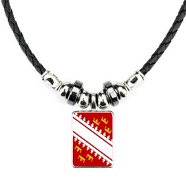 Alsace French Region Soft Black Rope And Metal Oblong Charm Necklace With Velvet Gift Bag