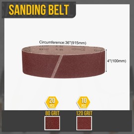 CoCud 4 x 36 Inch Sanding Belt, 30 Pcs 80/120 Grit Knife Sharpener Belts Work Sharpening for Belt Sander Knife Carving Tool Metal Working