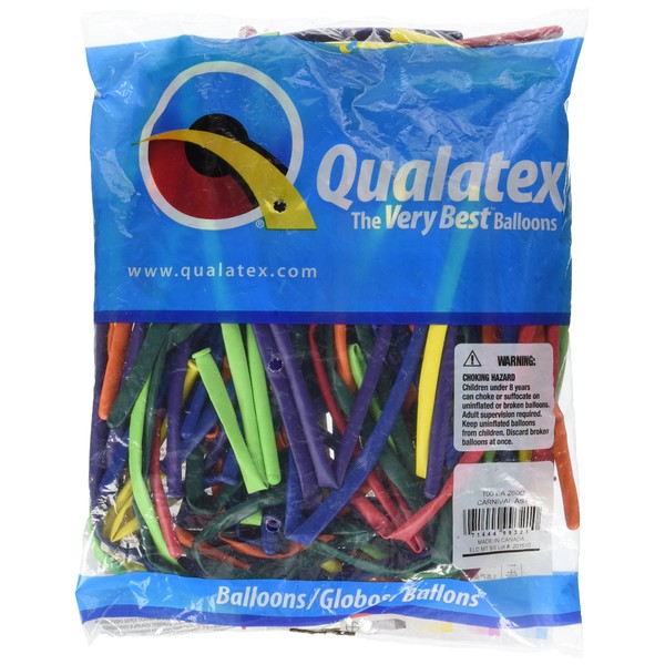 Qualatex 99321 260QCARNIVAL AST 100CT Modelling or Twisting Balloons