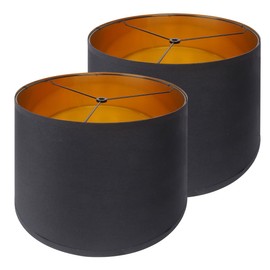 Drum Lamp Shade Set of 2, 13x13x10 inches Easy Assembly Lampshades for Table, Bedside, Floor Lamps, Spider Fitter (Blue)