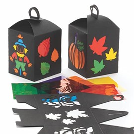Baker Ross FE683 Harvest Festival Lantern - Pack of 4, Paper Arts and Crafts for Kids, Stained Glass Kits for Children, Autumn Activities for Kids