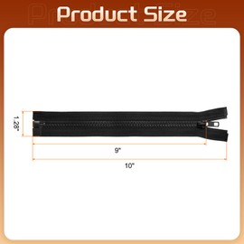 sourcing map 2pcs #5 Sewing Invisible Zippers 9 Inch Resin Hidden Replacement Coil Zipper for DIY Craft Bag Garment Home Textile Clothes, Black