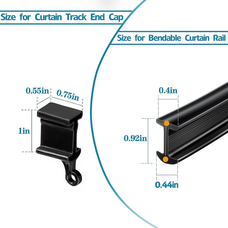 Curtain Track End Caps for Flexible Bendable Curtain Track 4pcs