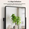 WONSTART Modern Black Square Wall Mirror with Shelf and Hooks,