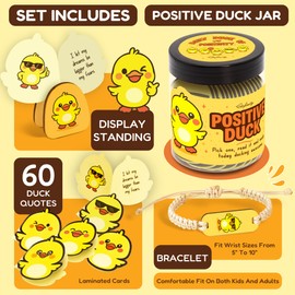 Stofinity Positive Duck Gifts For Duck Lovers - Jar Of Daily Affirmation Cards, Funny Emotional Support Coworker Birthday Gifts For Women Unique, Cute Back To School Teen Girl Gift Trendy Stuff