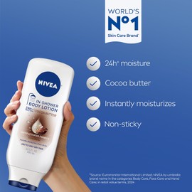 NIVEA Cocoa Butter In-Shower Lotion, Water-Activated Moisturizer for Dry to Very Dry Skin, 13.5 fl oz Bottle
