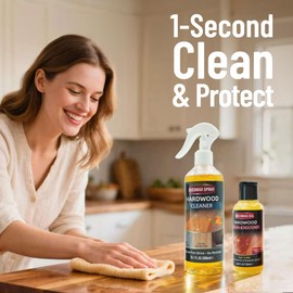 YYSTEBS Furniture Polish Kit, Wood Cleaner & Floor Polish – for Living Room, Kitchen & Wooden Furniture (300ml Cleaner + 120g Care Oil) (Beeswax)