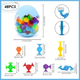 FSWWSF Suction Cup Toy 48 Pieces Bath Toy Montessori Toy Travel Toy Montessori Toy Sensory Toy Baby from 1 Year