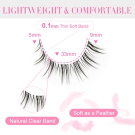 False Eyelashes Faux Mink Lashes - Natural Lashes 10 Pairs Lashes with Clear Band 13mm Natural Look False Eyelashes Strip Lashes Natural Lashes Spiky Fake by EMEDA (YEW)