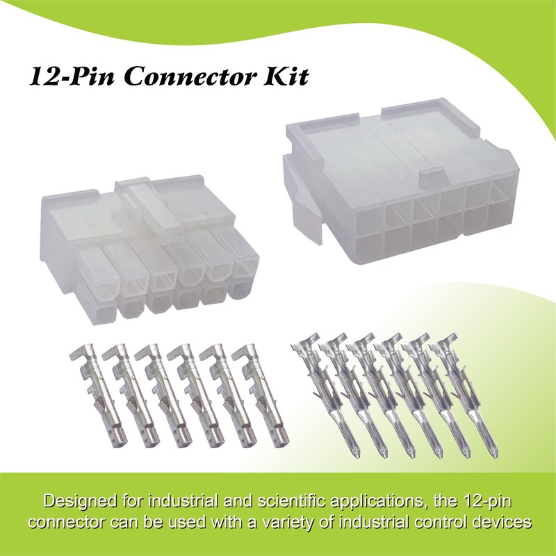 12-Pin Connector Kit, 12 Circuit Compatible Molex MLX Power Connectors,
