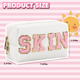 Gosuoa Preppy Makeup Bag,Skincare Bag,PU Leather Portable Waterproof Preppy Stuff for Travel Toiletry Bag,Makeup Bag for Girls Women