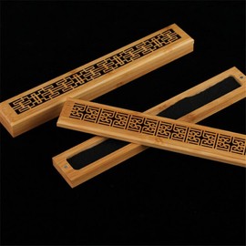 Incense Burner, Horizontal Incense Burner, Wood Incense Burner, Natural Bamboo Burner, Non-Flammable Sheet, Portable Incense Burner, Library, Meditation, Lying for Memorial Services, Buddhist Altar, Tea Ceremony Supplies (Nyoi Print)