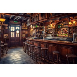 SADFA 10x8ft Western Saloon Backdrop Vintage Retro Bar Background Rustic Brown Wooden House Western Tavern Cowboy Backdrop Wild West Theme Wedding Photo Studio Retro Style Birthday Party Supplies