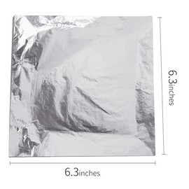 100 Sheets Gold Leaf, Imitation Silver Gilding Paper, 6.3" X 6.3" Aluminum Leaf Foil for Nail Art, Art Crafts, Home Decoration, Furniture,Painting