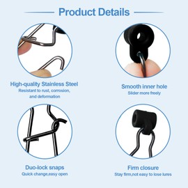 YFANITI 50Pcs Fishing Line Sinker Slides Catfishing Rig,Sinker Slides for Fishing,Fishing Swivels & Snaps with Duo Lock Snaps