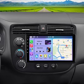 Car Radio for Honda Civic 2000 2001 2002 2003 2004 2005 with Wireless CarPlay Android Auto, 9" Touchscreen Android Car Stereo Bluetooth GPS Navigation HiFi Backup Camera Mirror Link Mic, 2G+32G