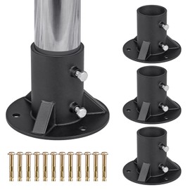 Chain Link Fence Post Floor Flange 2 1/2", Heavy Duty Round Fence Post Base, Metal Fence Post Flange, Mailbox Brackets for Round Metal Post fit OD 2-3/8'' Pipe/Post, 4Pcs