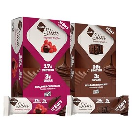 Nugo Slim Variety - Brownie Crunch 12 barras y trufa de frambuesa 12 barras, bajo en carbohidratos netos, sin gluten, 24 unidades