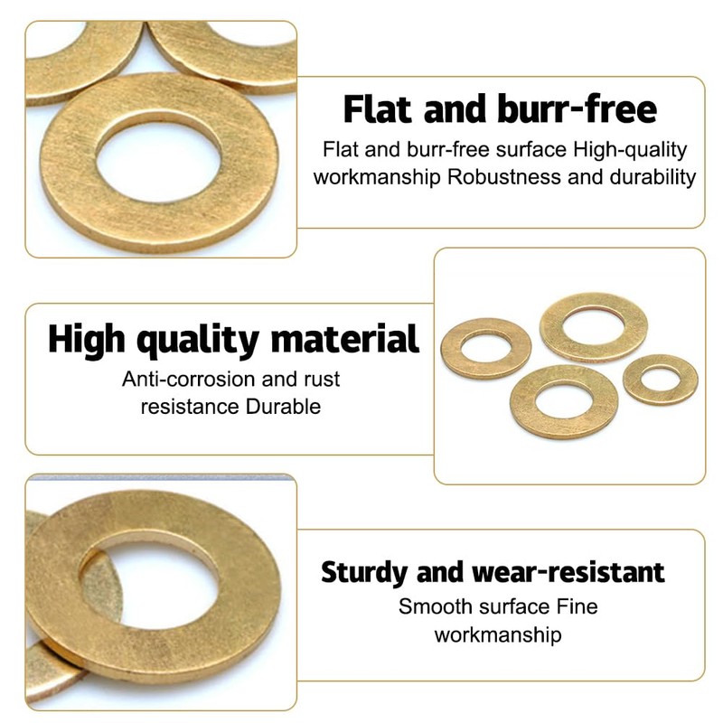M5 Brass Flat Washers, Pack of 50 Fittings Rings Room