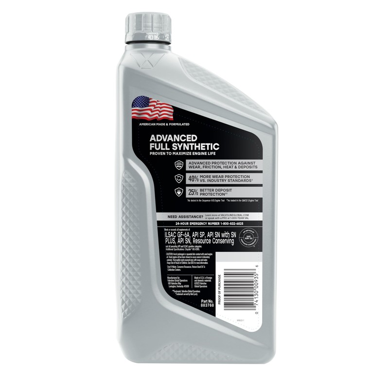 Valvoline Advanced Full Synthetic SAE 5W-20 Motor Oil 1 QT,