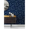 Scott Living Carter Indigo Geometric Flock Wallpaper