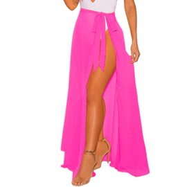 LIENRIDY Womens Long Wear Beach Pareo Swimsuit Wrap Cover Up Beach Rosy L-XL