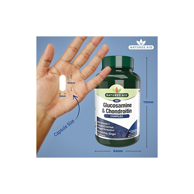 Natures Aid Glucosamine and Chondroitin Complex with Rosehip, Ginger, Turmeric