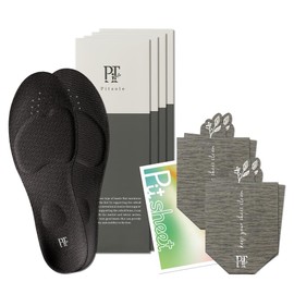 【Black 3+1 Pair Set + 2 Sets of Deodorizing Sheets】PITSOLE Insole, Posture Support, Posture Insole, Unisex, Standing Work, Arch Support, Size Adjustable, Ultra-Lightweight Insole (L (26.5～27.5cm))