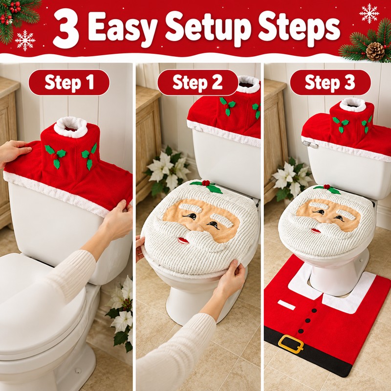 Santa Claus Toilet Seat Cover for Christmas Decor – Soft