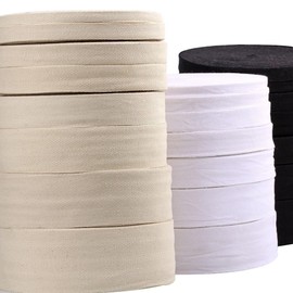 Wisafory Cotton Webbing Tape 50 m / Rolls Cotton Tape for Sewing Bias Tape Twill Tape Herringbone Tape Seam Tape Natural Edging Tape Cotton Twill Tape Ribbon Binding Tape for DIY Crafts White 5 cm